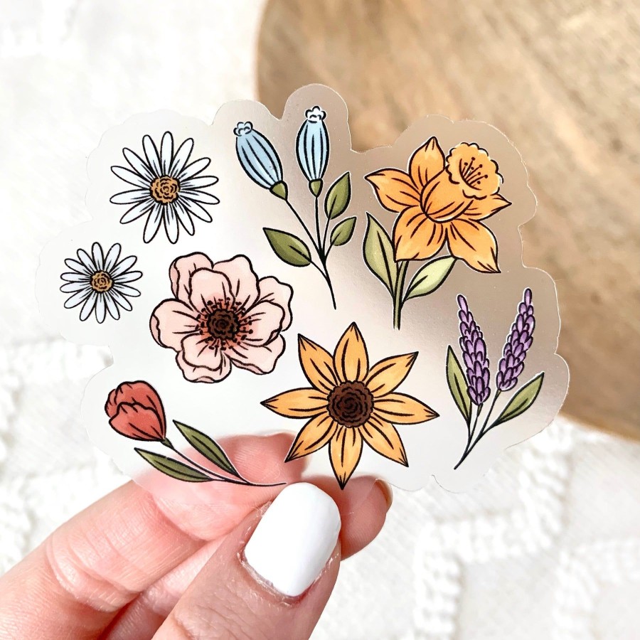 Stickers Elyse Breanne Florals | Clear Waterproof Vinyl Sticker, 3X2.5"