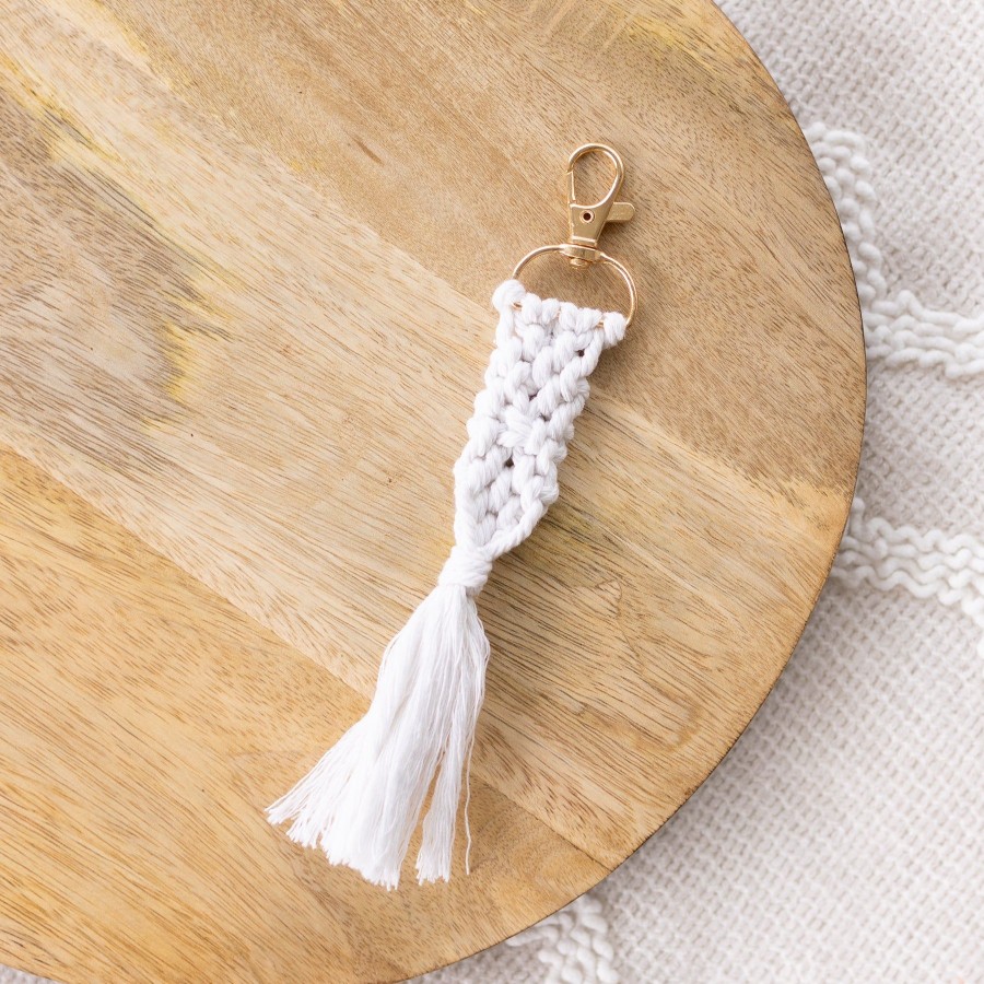 Accessories Elyse Breanne Keychains & Pins | White Macrame Keychain