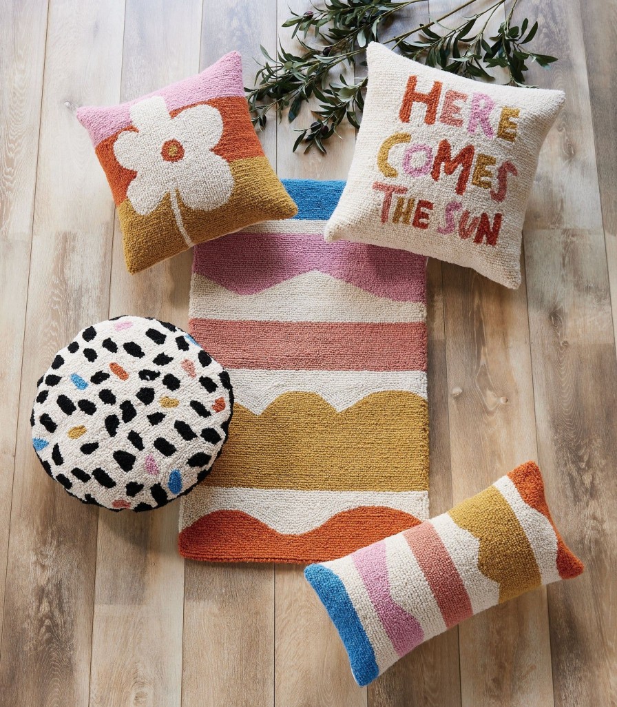 Home And Garden Elyse Breanne | Flower Stripe Hook Pillow