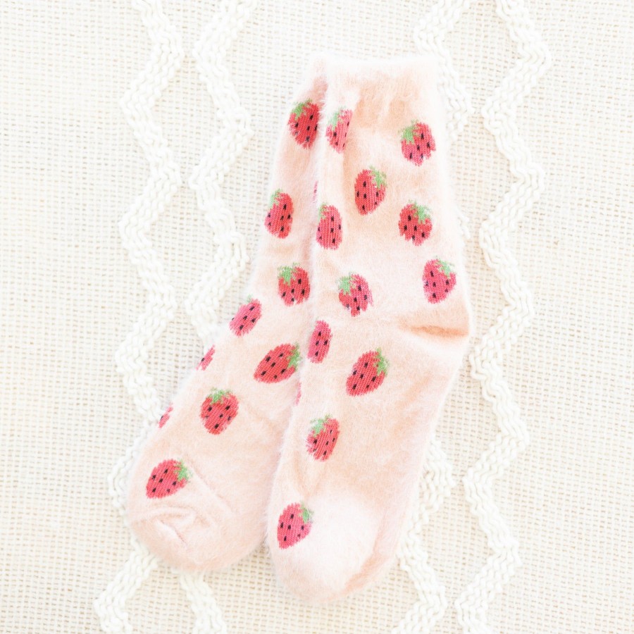 Apparel And Accessories Elyse Breanne | Pink Strawberry Socks