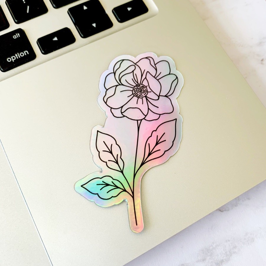 Stickers Elyse Breanne Florals | Holographic Anemone Sticker, 3X1.5"