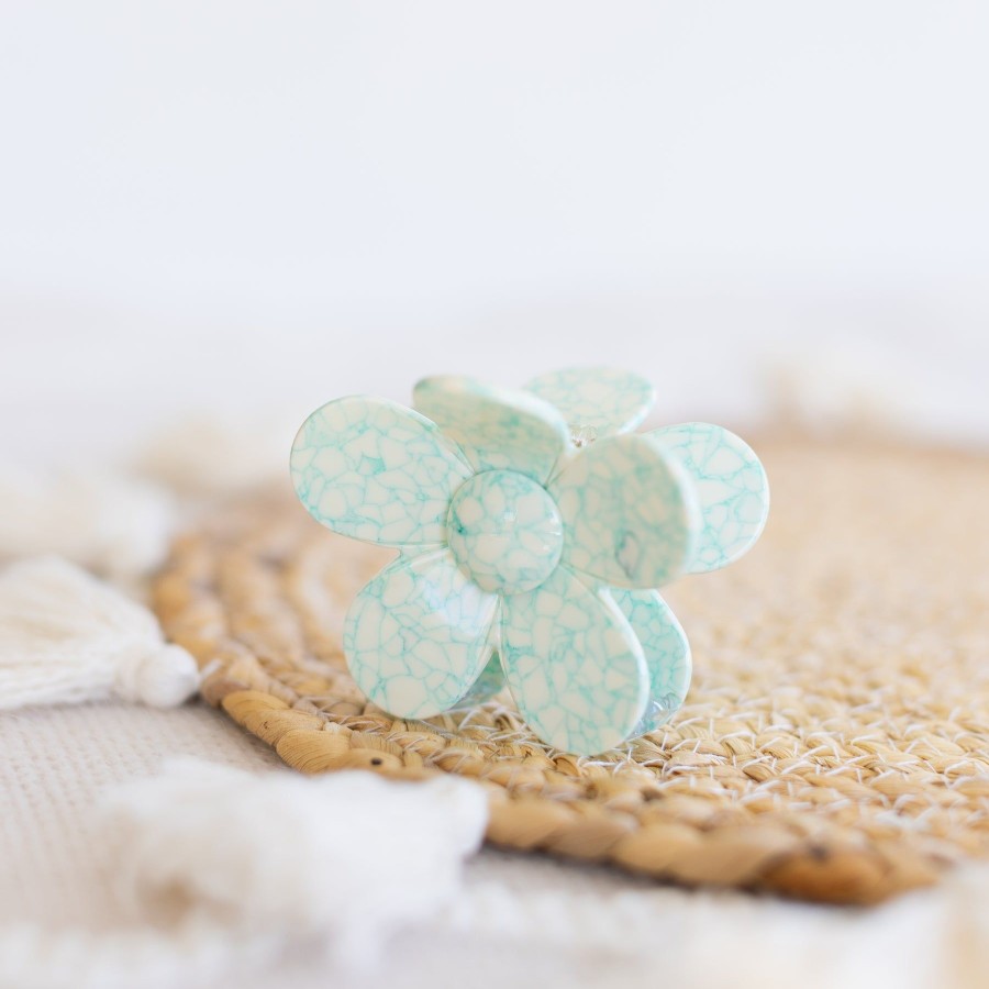 Apparel And Accessories Elyse Breanne | Aqua Marble Big Flower Claw Clip