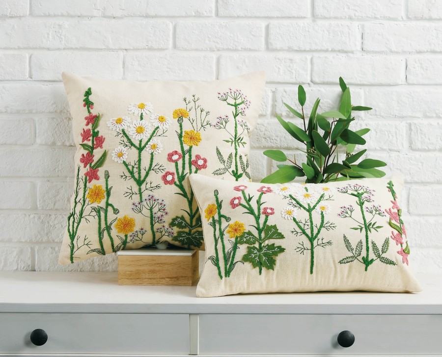 Home And Garden Elyse Breanne | Meadow Flower Rectangle Embroidered Pillow