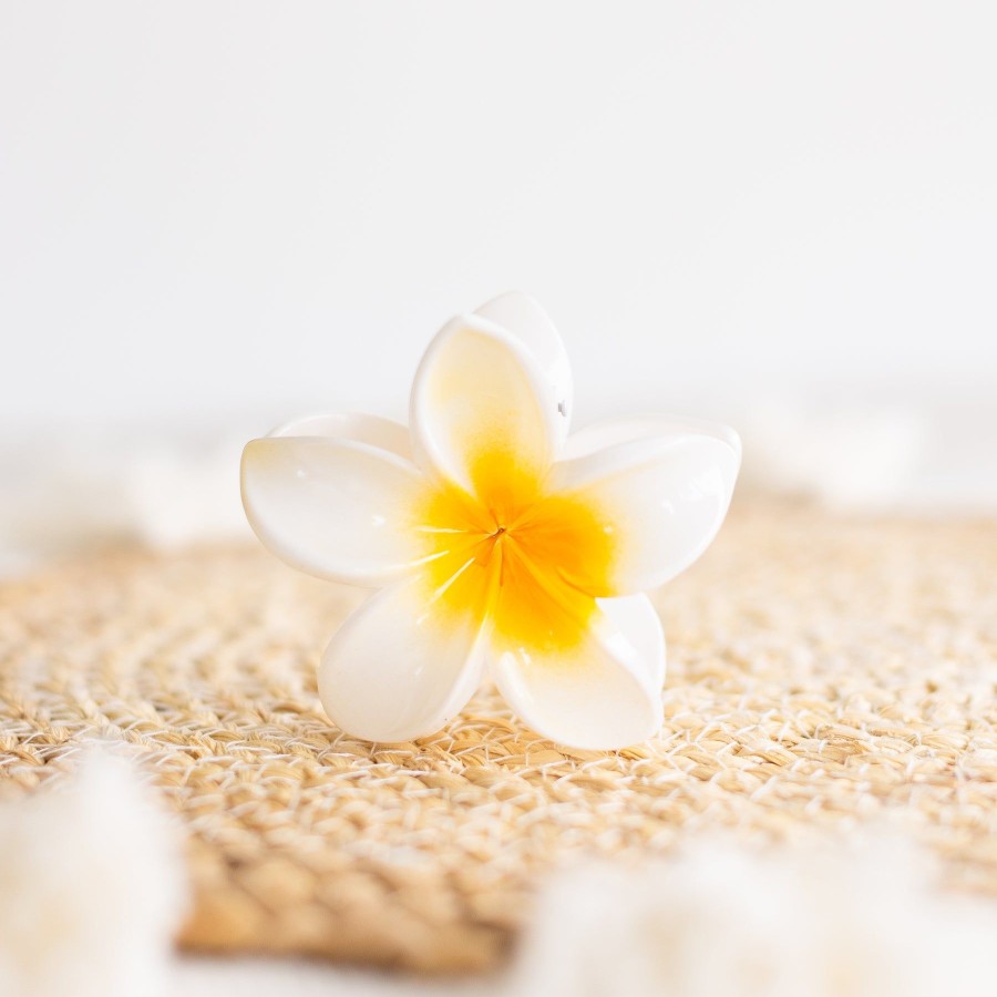 Apparel And Accessories Elyse Breanne | White Plumeria Flower Claw Clip