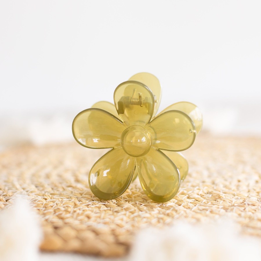 Apparel And Accessories Elyse Breanne | Jelly Green Big Flower Claw Clip