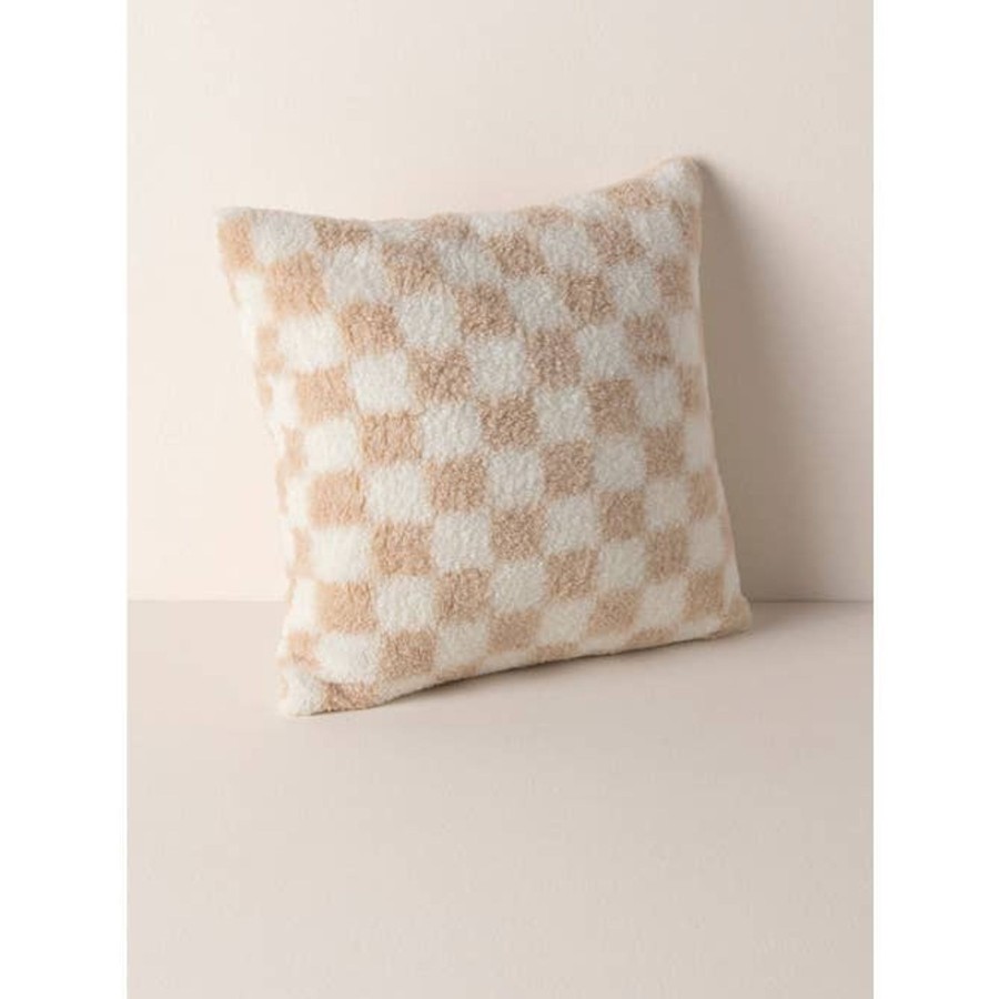 Home & Living Elyse Breanne Home Goods | Tan Check Pillow