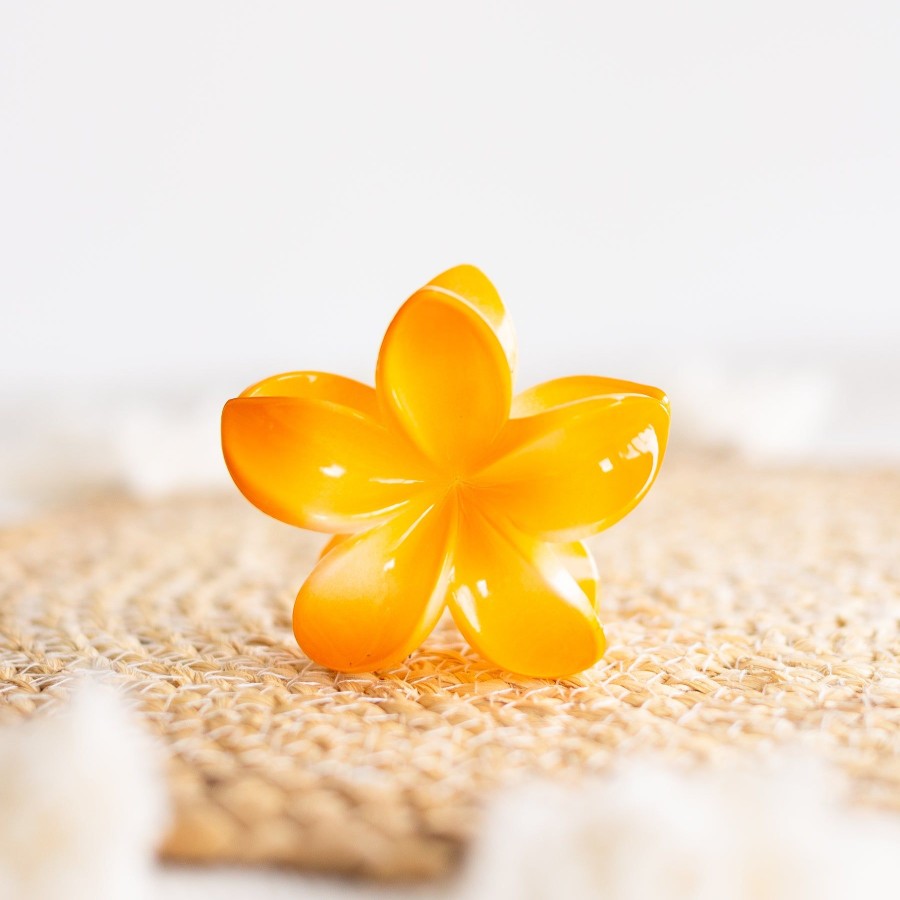 Apparel And Accessories Elyse Breanne | Orange Plumeria Flower Claw Clip