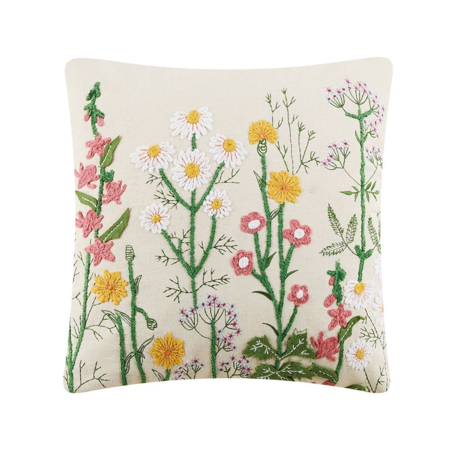 Home & Living Elyse Breanne Home Goods | Meadow Flower Square Embroidered Pillow