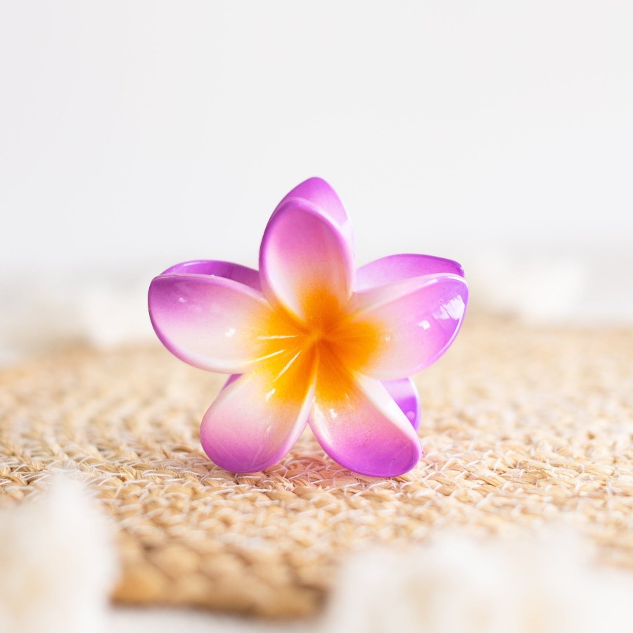 Apparel And Accessories Elyse Breanne | Orchid & Orange Plumeria Flower Claw Clip