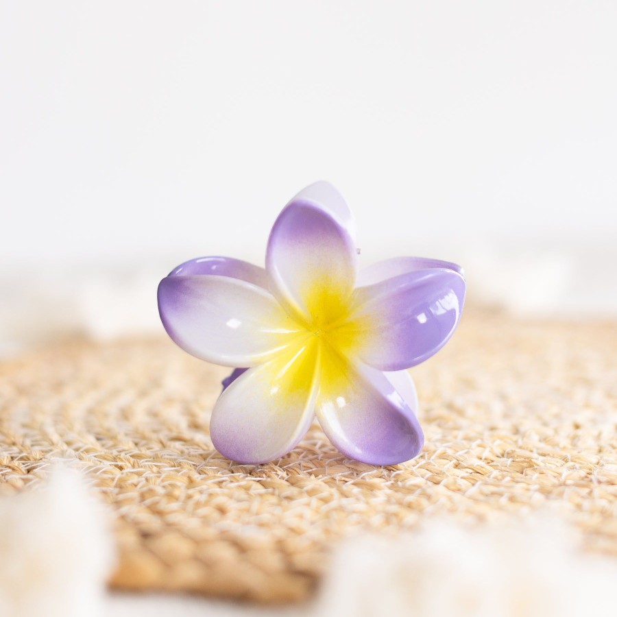 Apparel And Accessories Elyse Breanne | Purple Plumeria Flower Claw Clip