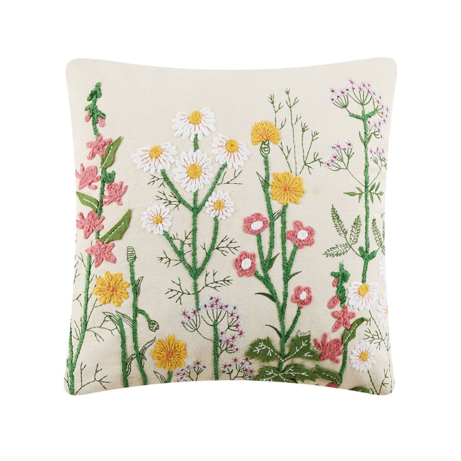 Home And Garden Elyse Breanne | Meadow Flower Square Embroidered Pillow