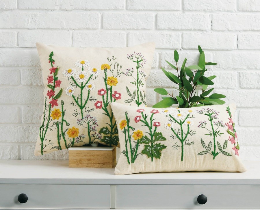 Home And Garden Elyse Breanne | Meadow Flower Square Embroidered Pillow