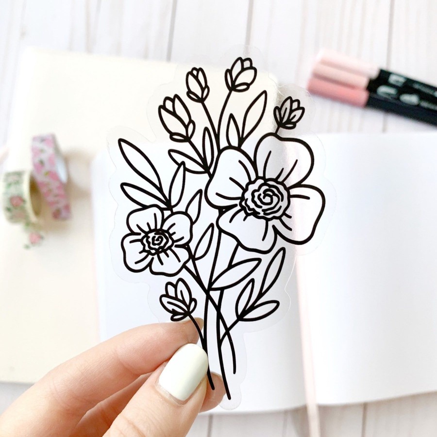 Stickers Elyse Breanne Florals | Clear Waterproof Vinyl Sticker, 3.5X2.25"