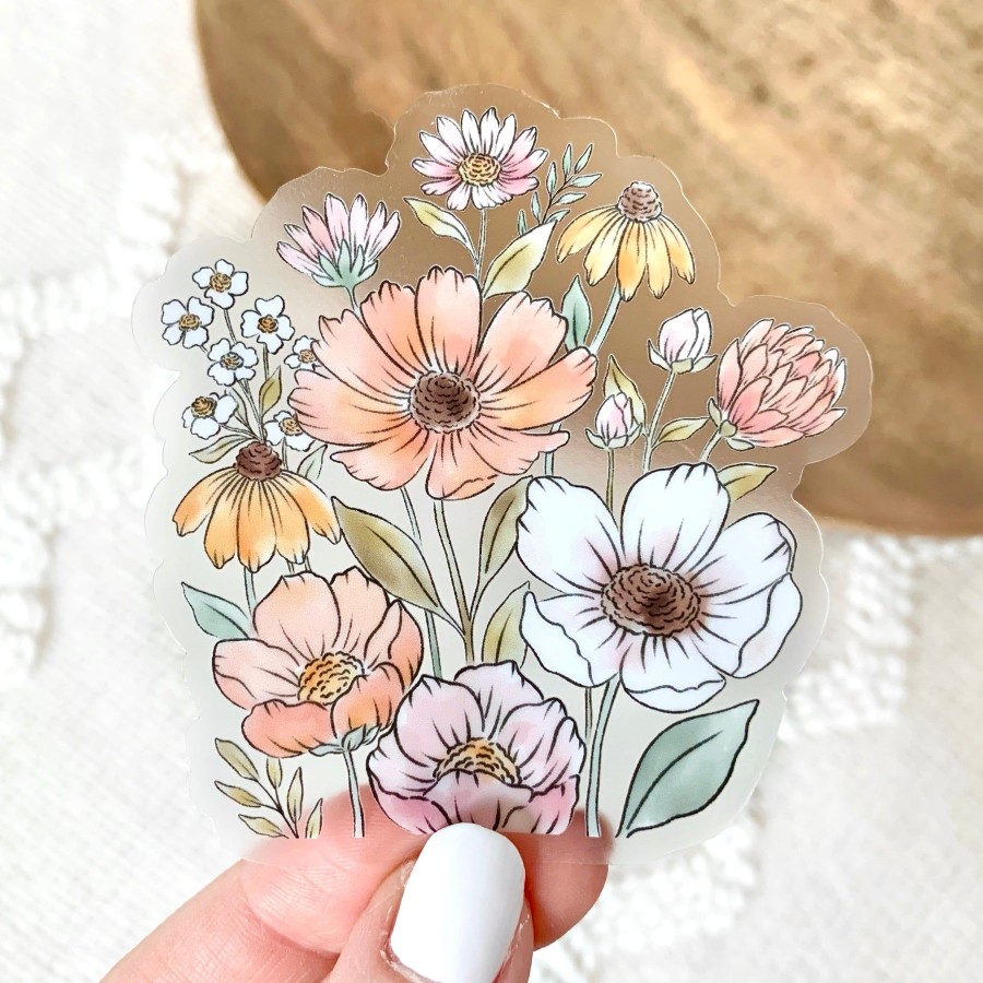 Stickers Elyse Breanne Florals | Clear Waterproof Vinyl Sticker, 3X3"